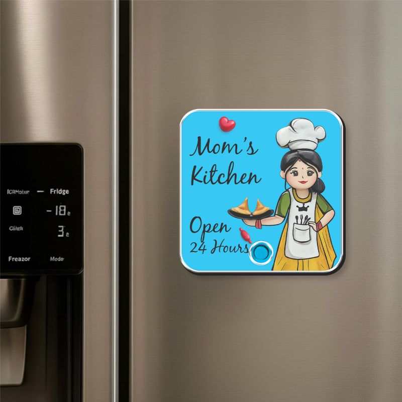 Mom’s Kitchen Open 24 Hours Personalized Musical Fridge Magnet Rechargeable Audio Magnet for Mom